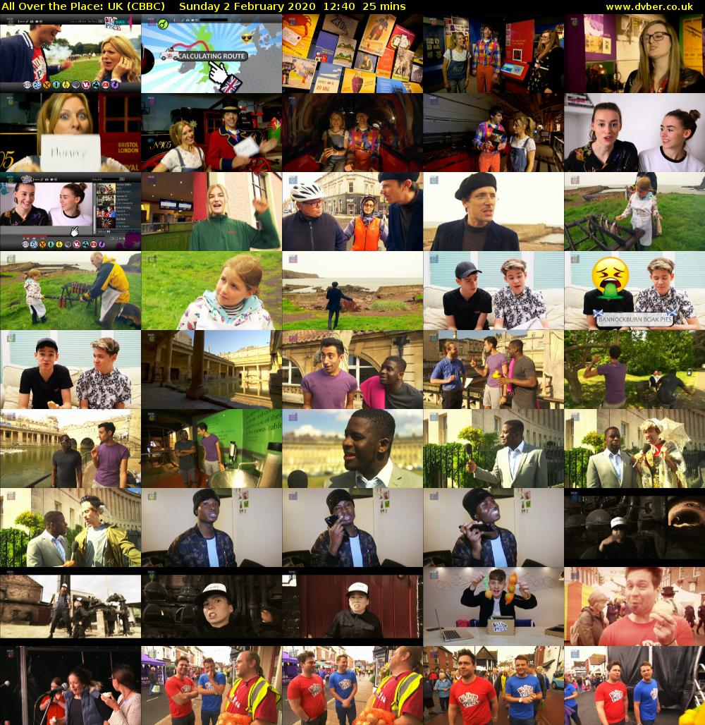 All Over The Place: UK (CBBC) Sunday 2 February 2020 12:40 - 13:05
