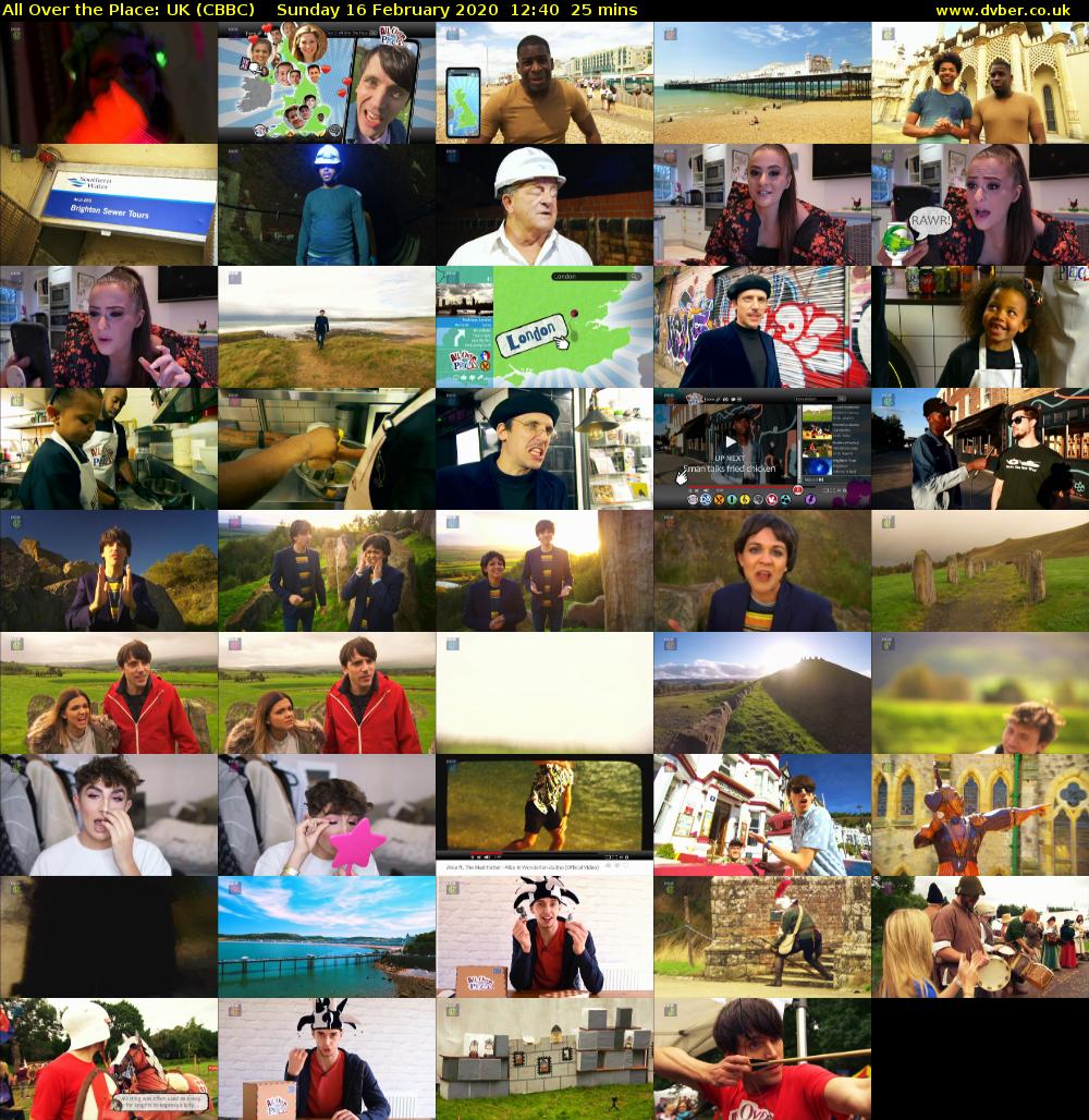 All Over The Place: UK (CBBC) Sunday 16 February 2020 12:40 - 13:05