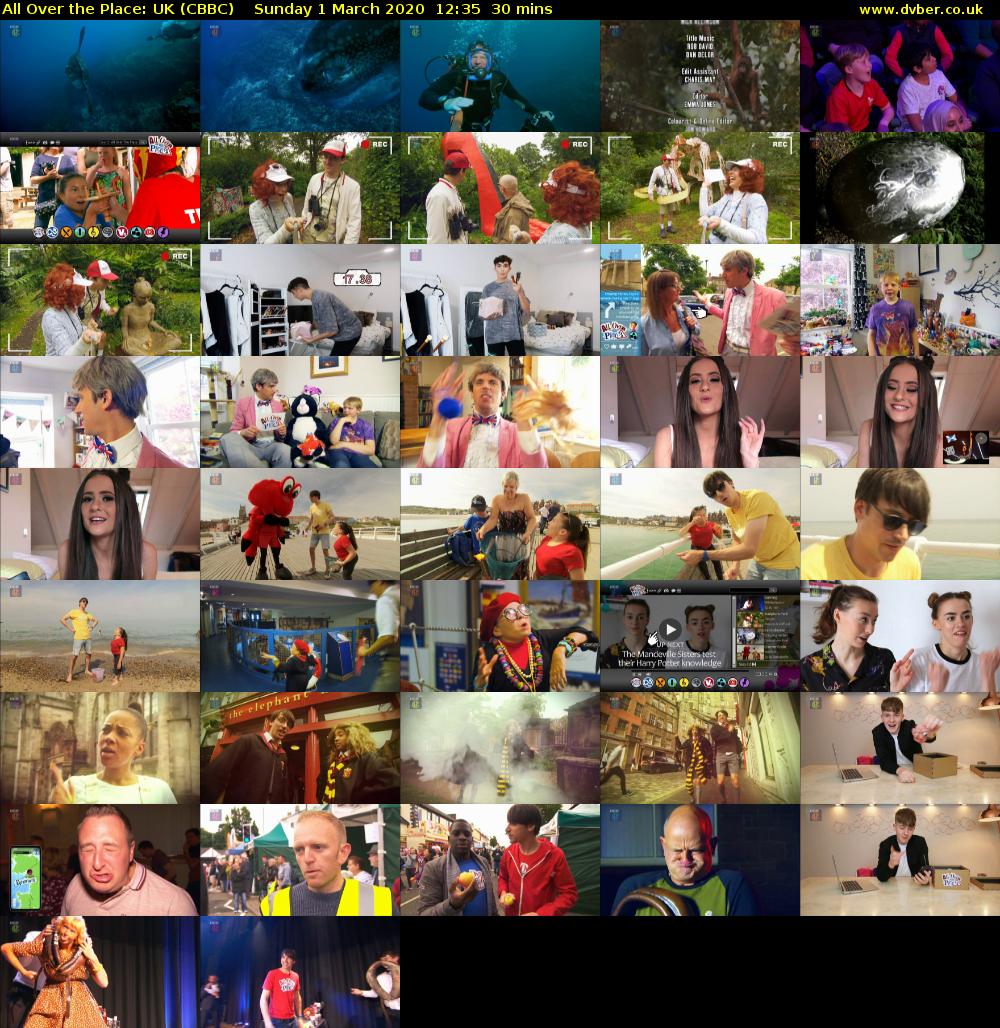 All Over The Place: UK (CBBC) Sunday 1 March 2020 12:35 - 13:05