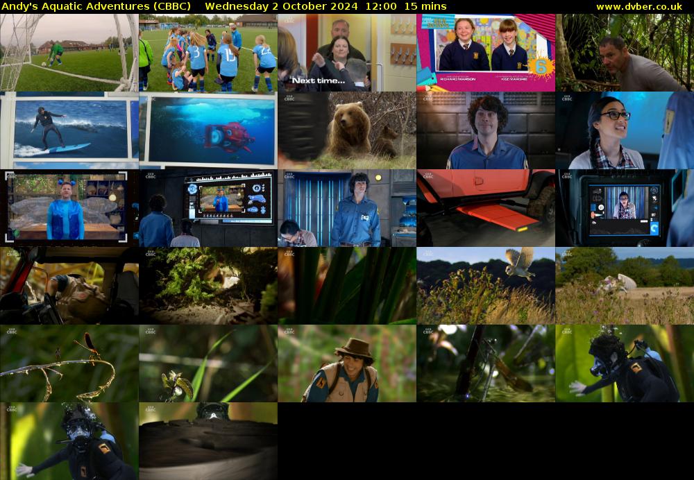 Andy's Aquatic Adventures (CBBC) Wednesday 2 October 2024 12:00 - 12:15