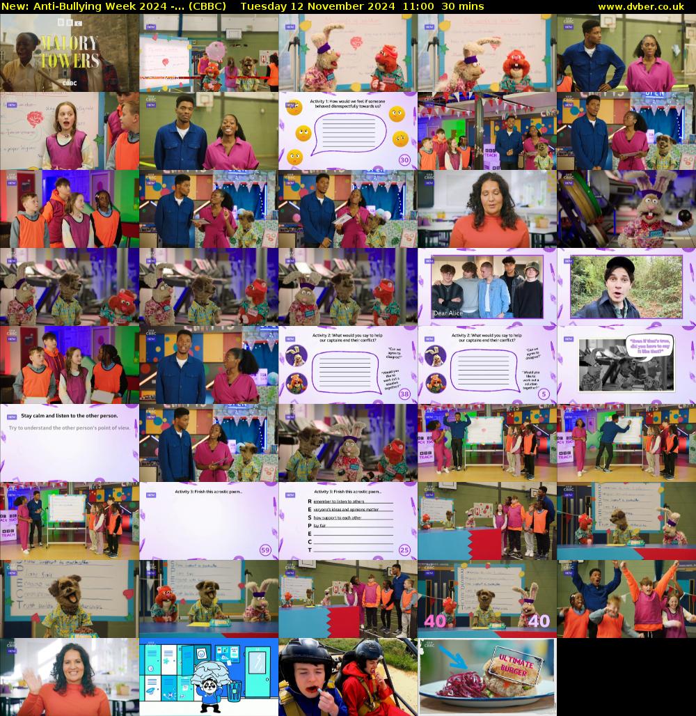 Anti-Bullying Week 2024 -... (CBBC) Tuesday 12 November 2024 11:00 - 11:30