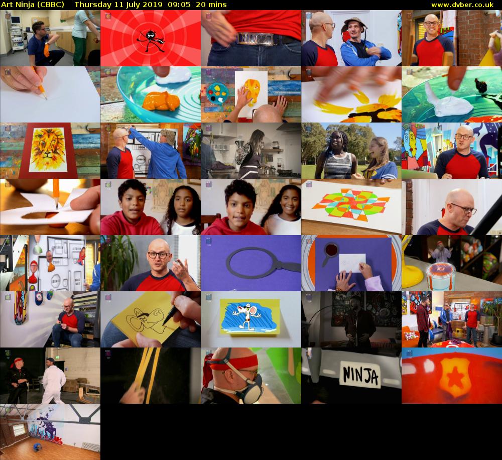 Art Ninja (CBBC) Thursday 11 July 2019 09:05 - 09:25