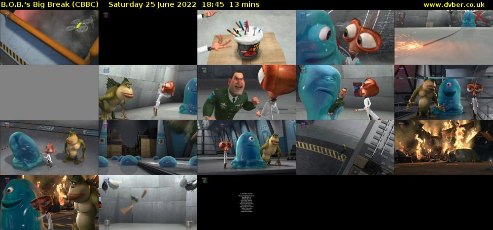 B.O.B.'s Big Break (CBBC) Saturday 25 June 2022 18:45 - 18:58