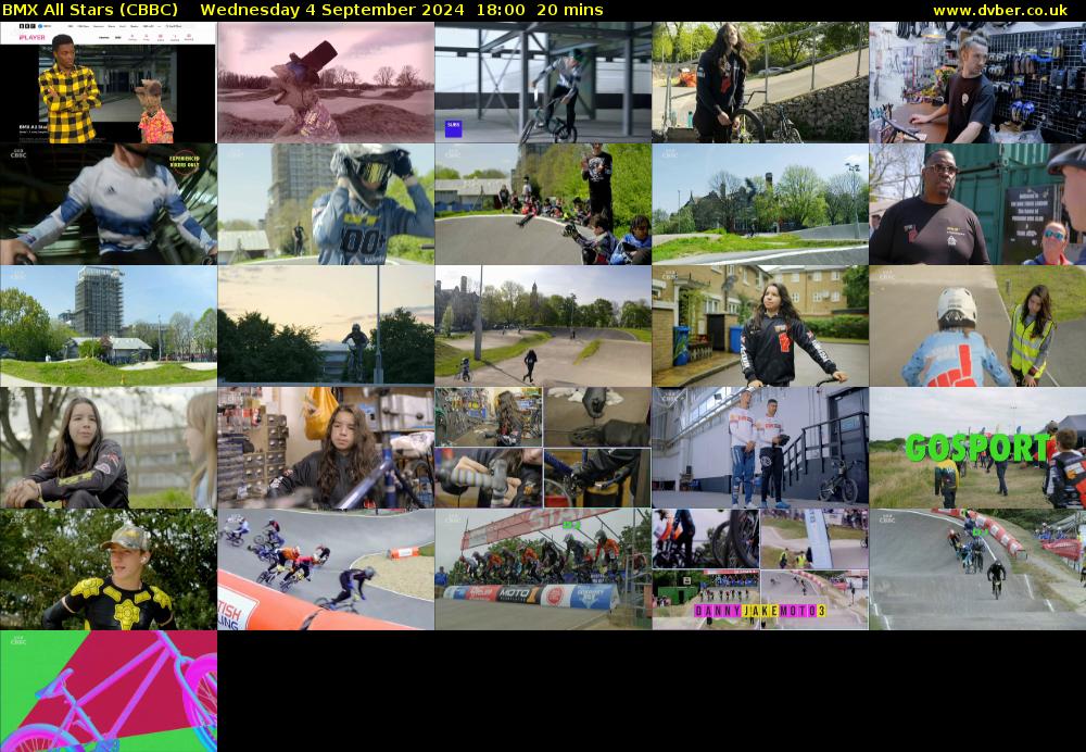 BMX All Stars (CBBC) Wednesday 4 September 2024 18:00 - 18:20