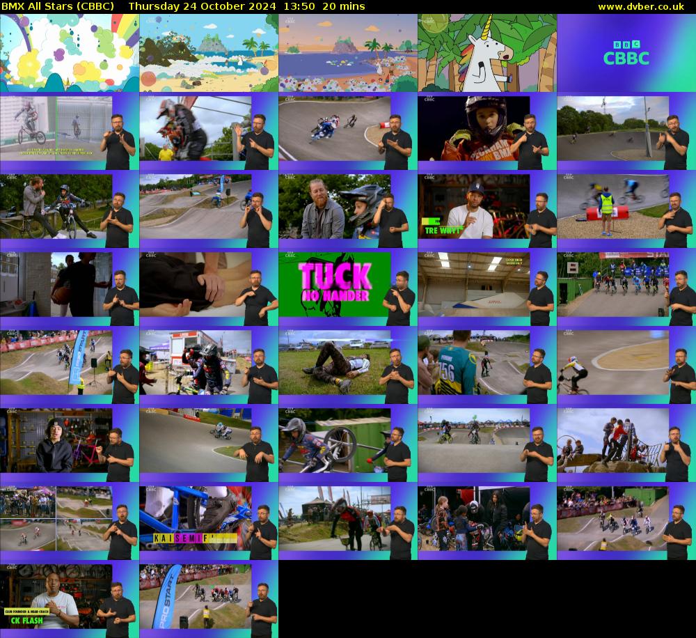 BMX All Stars (CBBC) Thursday 24 October 2024 13:50 - 14:10