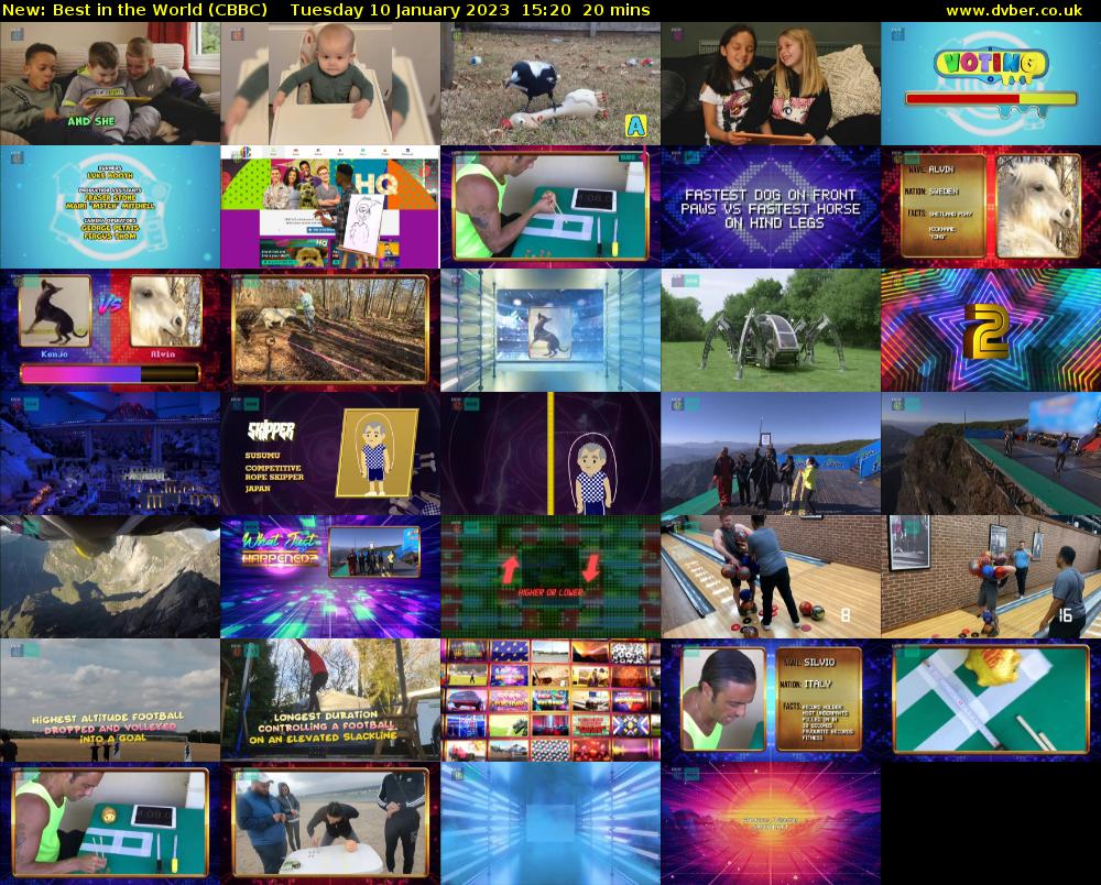 Best in the World (CBBC) Tuesday 10 January 2023 15:20 - 15:40