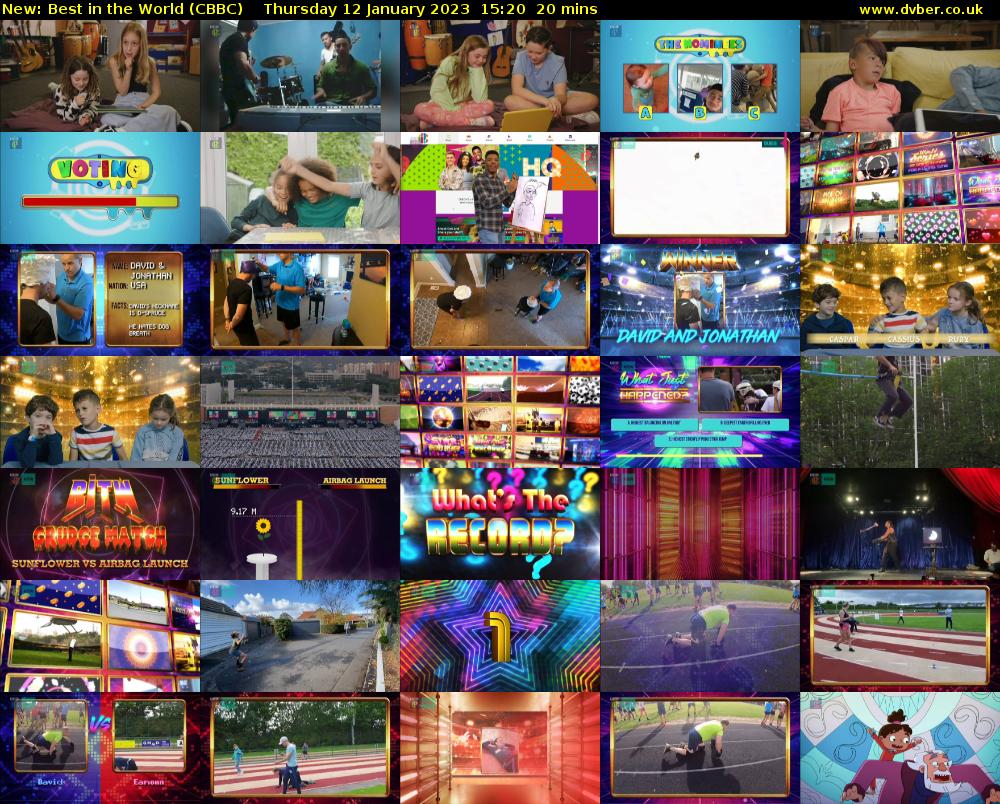 Best in the World (CBBC) Thursday 12 January 2023 15:20 - 15:40
