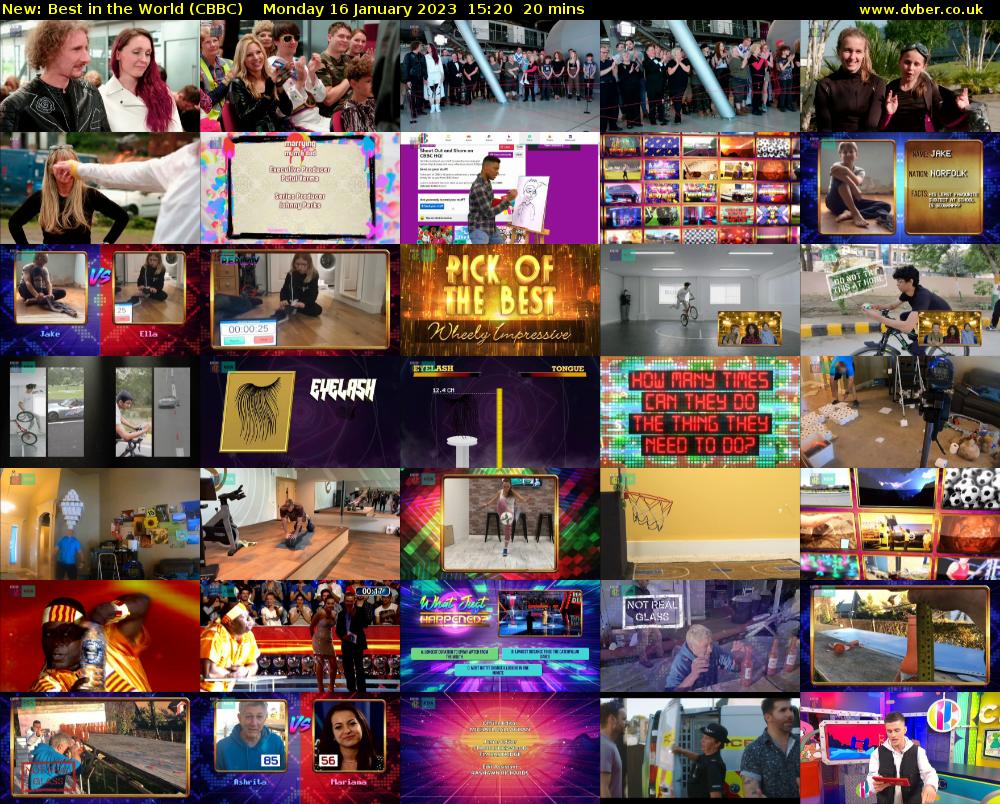 Best in the World (CBBC) Monday 16 January 2023 15:20 - 15:40