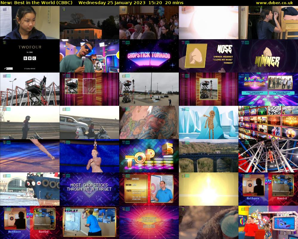 Best in the World (CBBC) Wednesday 25 January 2023 15:20 - 15:40