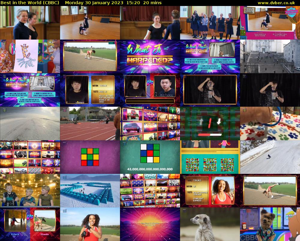 Best in the World (CBBC) Monday 30 January 2023 15:20 - 15:40