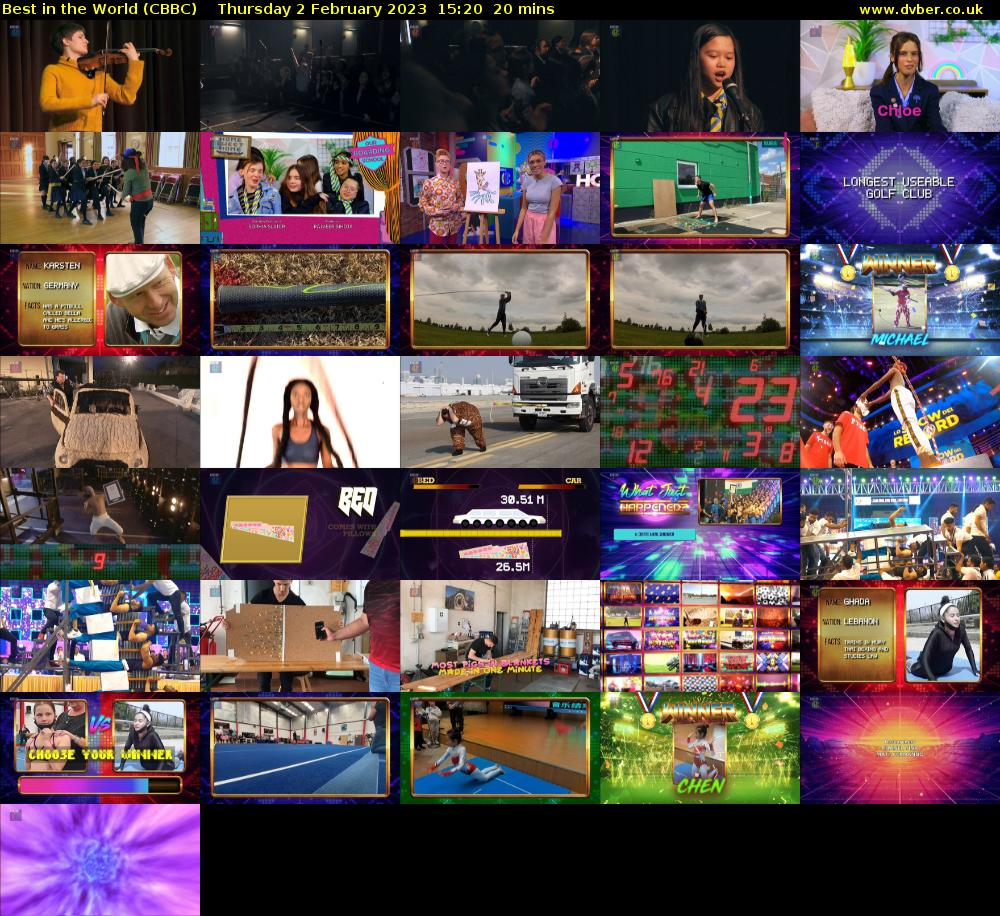 Best in the World (CBBC) Thursday 2 February 2023 15:20 - 15:40