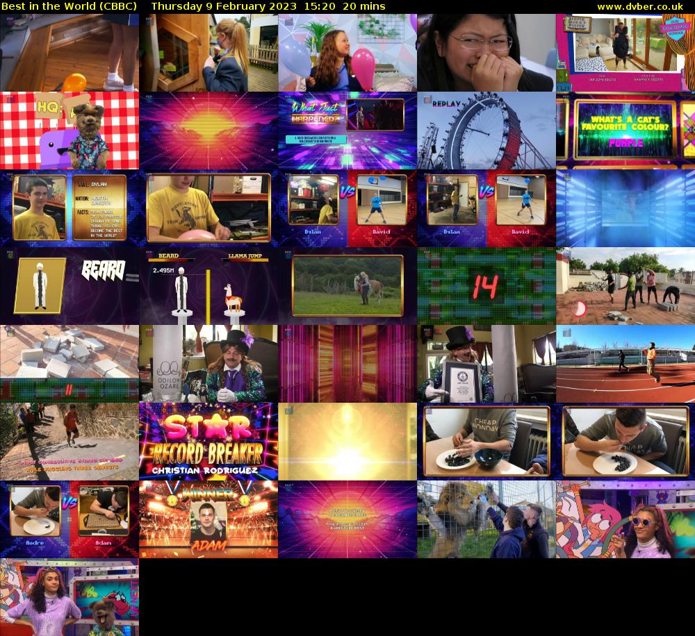 Best in the World (CBBC) Thursday 9 February 2023 15:20 - 15:40