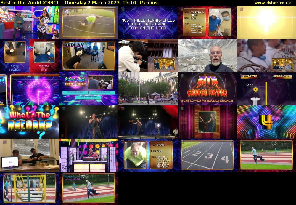 Best in the World (CBBC) Thursday 2 March 2023 15:10 - 15:25