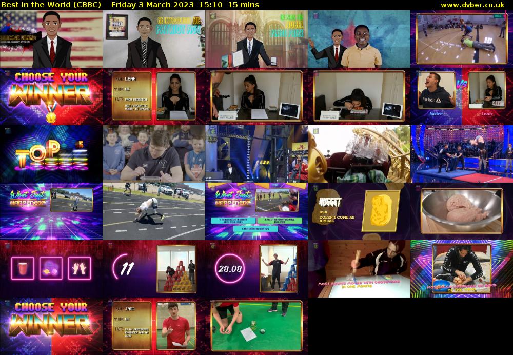 Best in the World (CBBC) Friday 3 March 2023 15:10 - 15:25