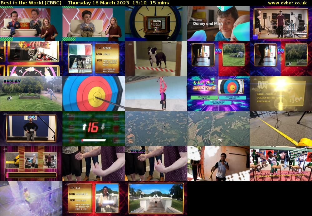 Best in the World (CBBC) Thursday 16 March 2023 15:10 - 15:25