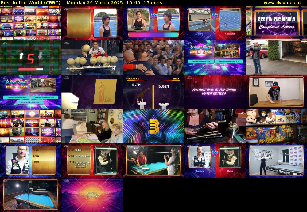 Best in the World (CBBC) Monday 24 March 2025 10:40 - 10:55