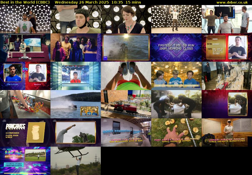 Best in the World (CBBC) Wednesday 26 March 2025 10:35 - 10:50