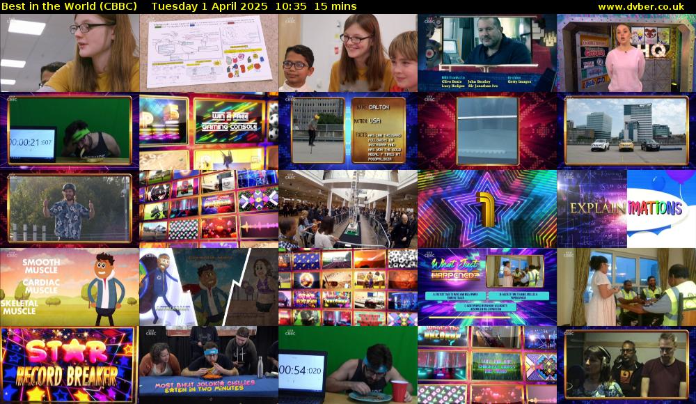Best in the World (CBBC) Tuesday 1 April 2025 10:35 - 10:50