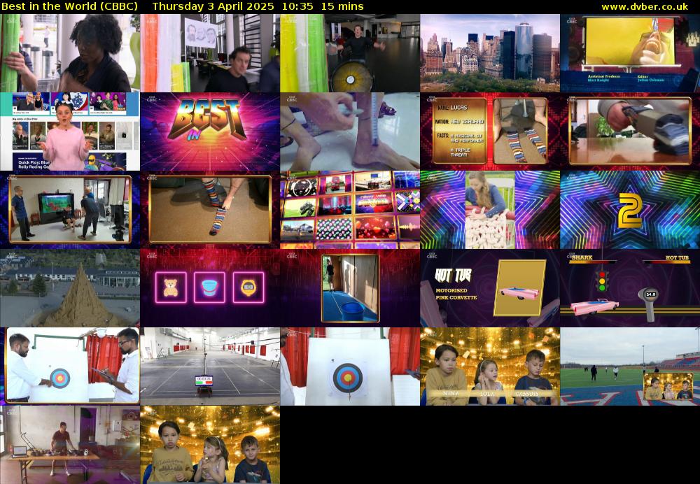Best in the World (CBBC) Thursday 3 April 2025 10:35 - 10:50