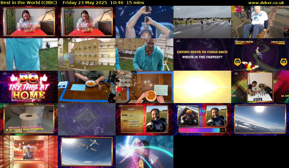 Best in the World (CBBC) Friday 23 May 2025 10:40 - 10:55