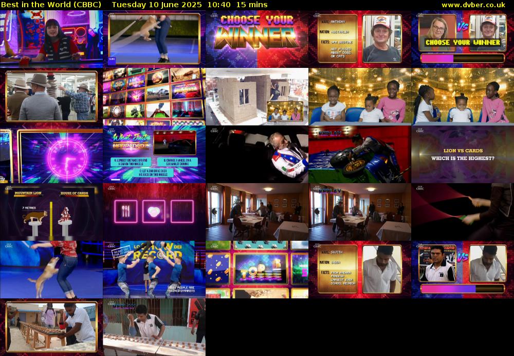 Best in the World (CBBC) Tuesday 10 June 2025 10:40 - 10:55