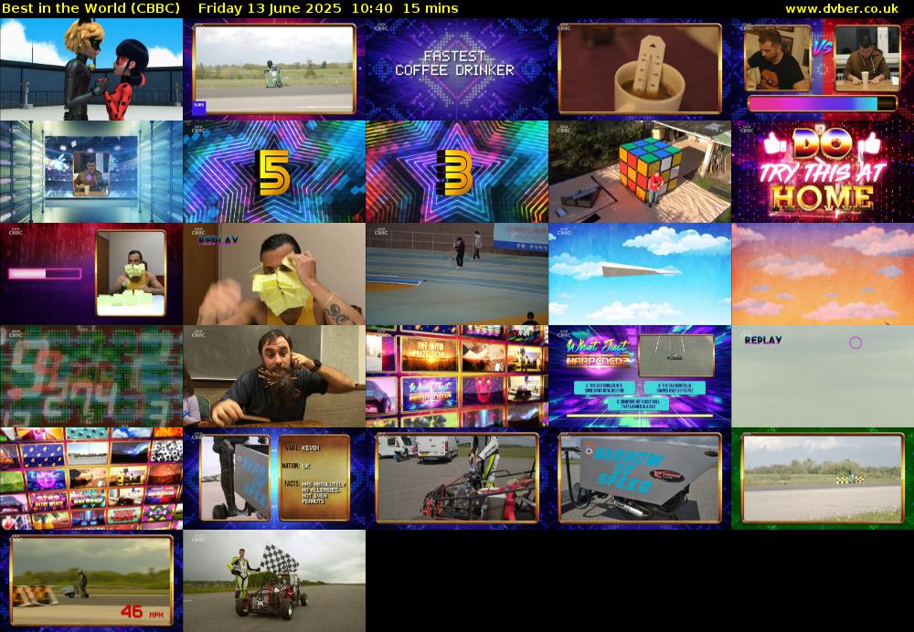 Best in the World (CBBC) Friday 13 June 2025 10:40 - 10:55