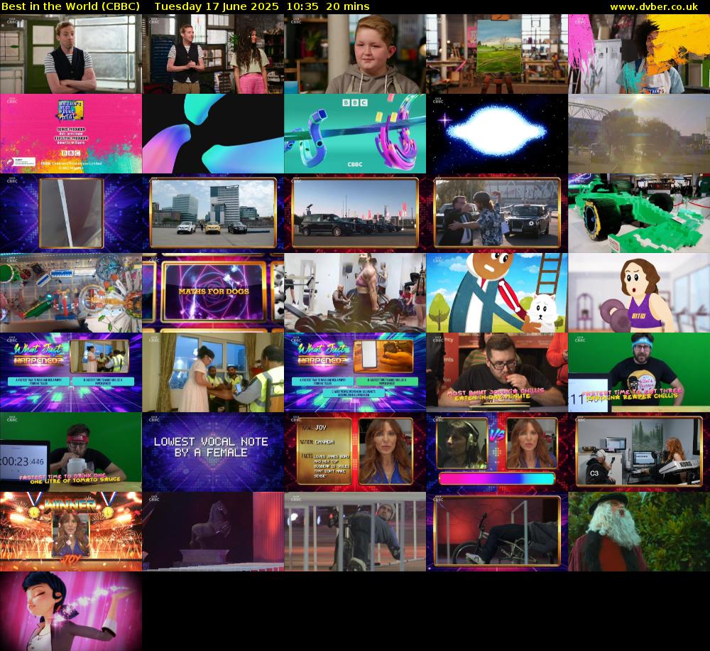 Best in the World (CBBC) Tuesday 17 June 2025 10:35 - 10:55