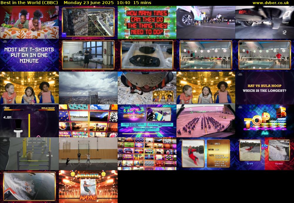 Best in the World (CBBC) Monday 23 June 2025 10:40 - 10:55