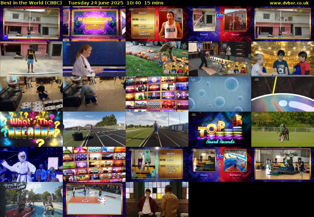 Best in the World (CBBC) Tuesday 24 June 2025 10:40 - 10:55