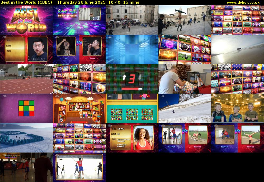 Best in the World (CBBC) Thursday 26 June 2025 10:40 - 10:55