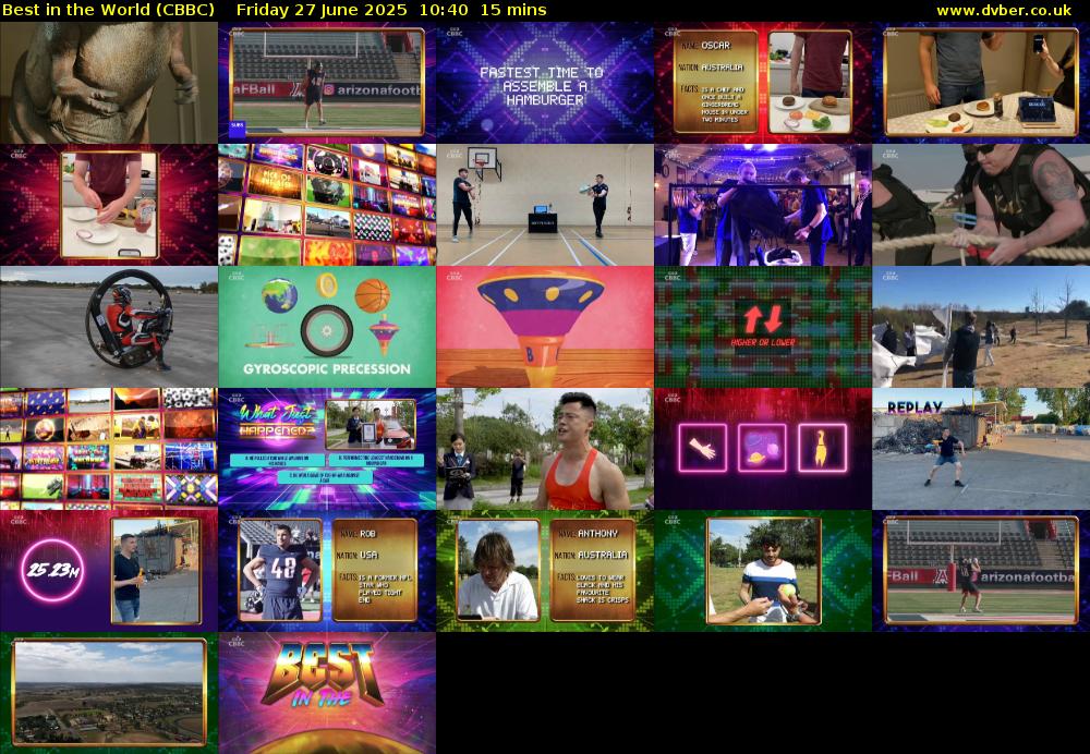 Best in the World (CBBC) Friday 27 June 2025 10:40 - 10:55