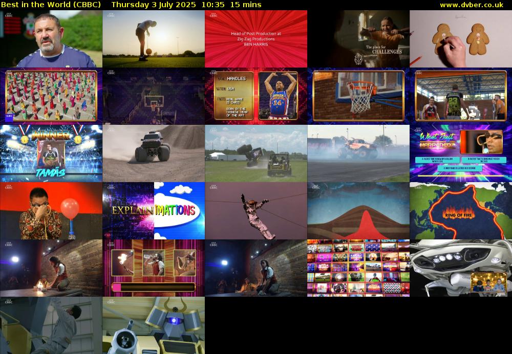 Best in the World (CBBC) Thursday 3 July 2025 10:35 - 10:50