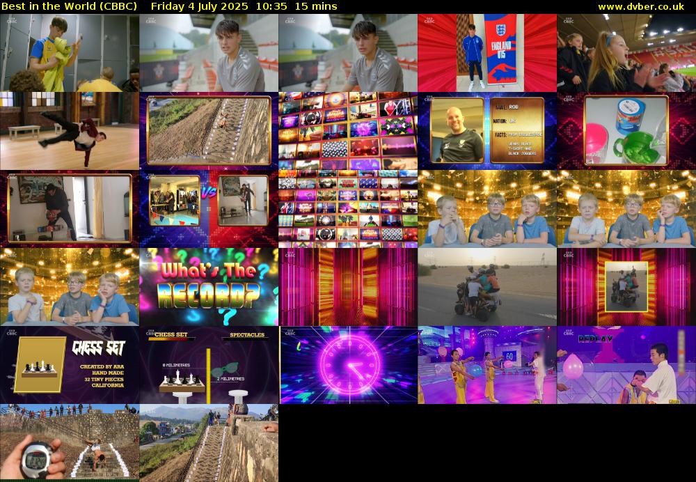 Best in the World (CBBC) Friday 4 July 2025 10:35 - 10:50