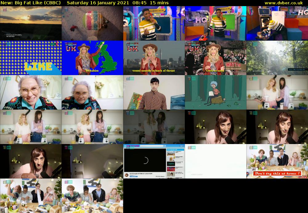 Big Fat Like (CBBC) Saturday 16 January 2021 08:45 - 09:00