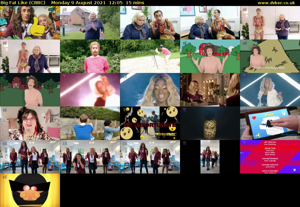 Big Fat Like (CBBC) Monday 9 August 2021 12:05 - 12:20