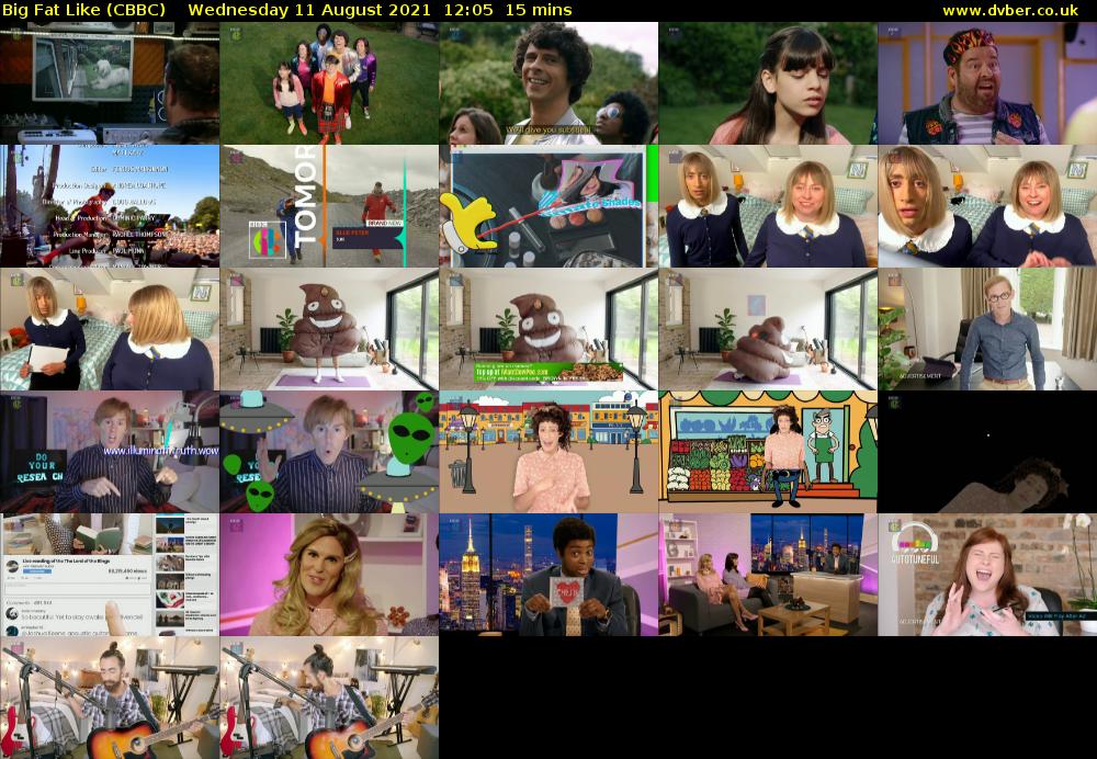 Big Fat Like (CBBC) Wednesday 11 August 2021 12:05 - 12:20