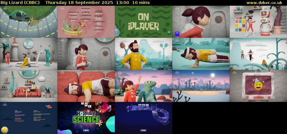Big Lizard (CBBC) Thursday 18 September 2025 13:00 - 13:10