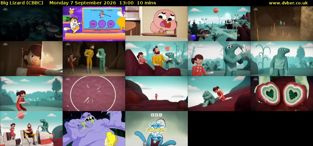 Big Lizard (CBBC) Monday 7 September 2026 13:00 - 13:10