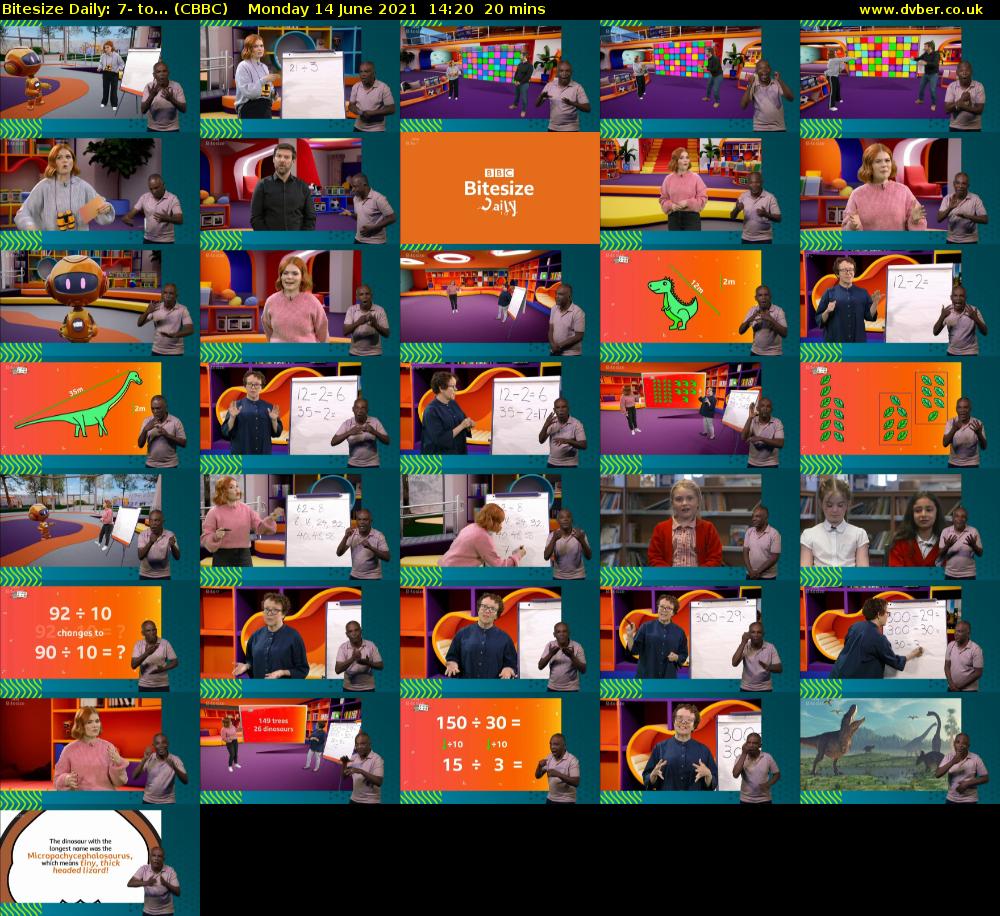 Bitesize Daily: 7- to... (CBBC) Monday 14 June 2021 14:20 - 14:40