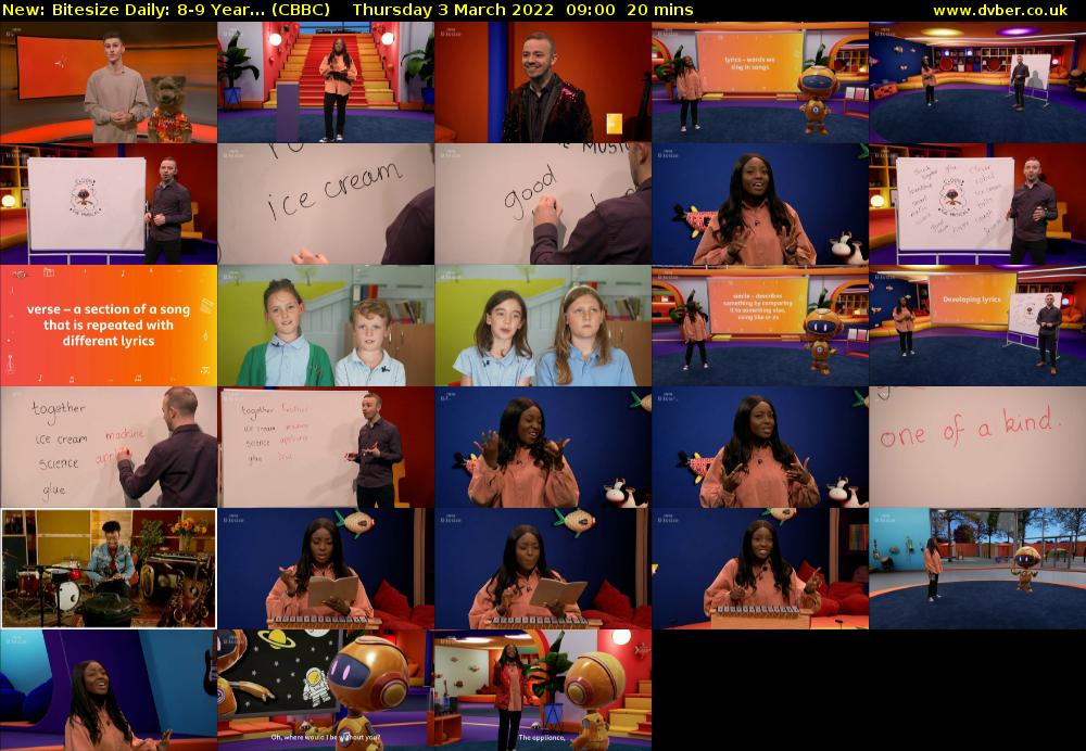 Bitesize Daily: 8-9 Year... (CBBC) Thursday 3 March 2022 09:00 - 09:20