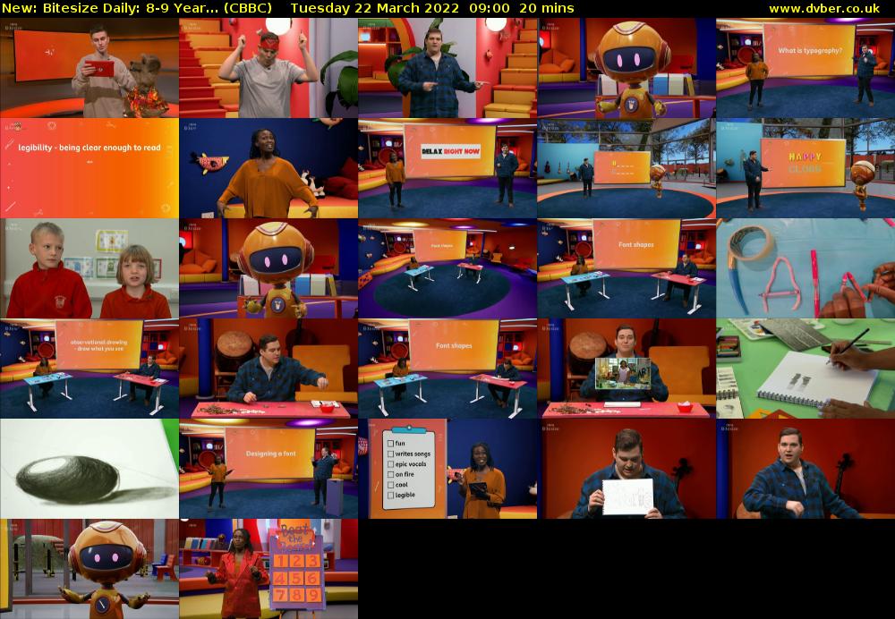 Bitesize Daily: 8-9 Year... (CBBC) Tuesday 22 March 2022 09:00 - 09:20