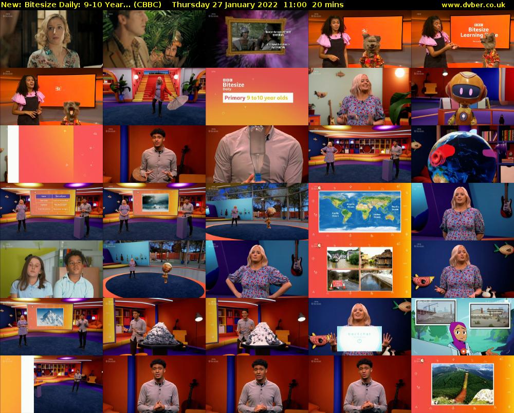 Bitesize Daily: 9-10 Year... (CBBC) Thursday 27 January 2022 11:00 - 11:20