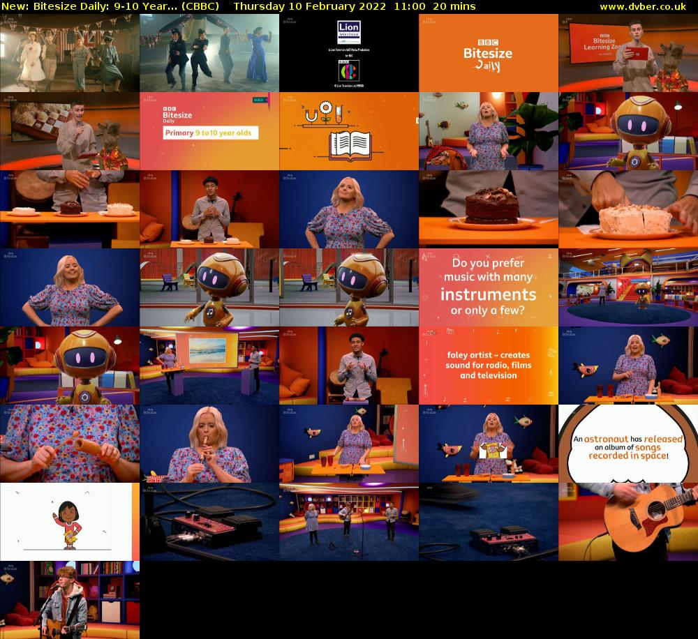 Bitesize Daily: 9-10 Year... (CBBC) Thursday 10 February 2022 11:00 - 11:20