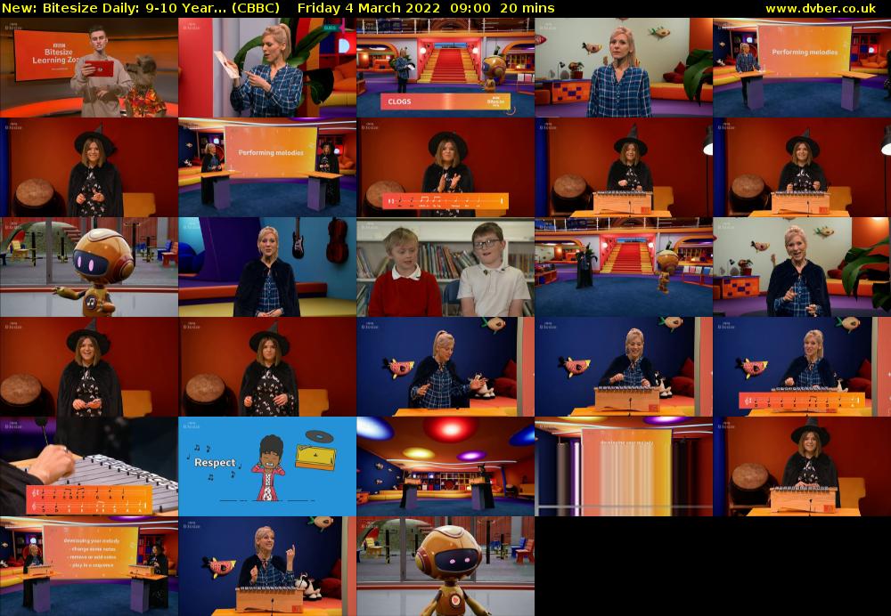 Bitesize Daily: 9-10 Year... (CBBC) Friday 4 March 2022 09:00 - 09:20