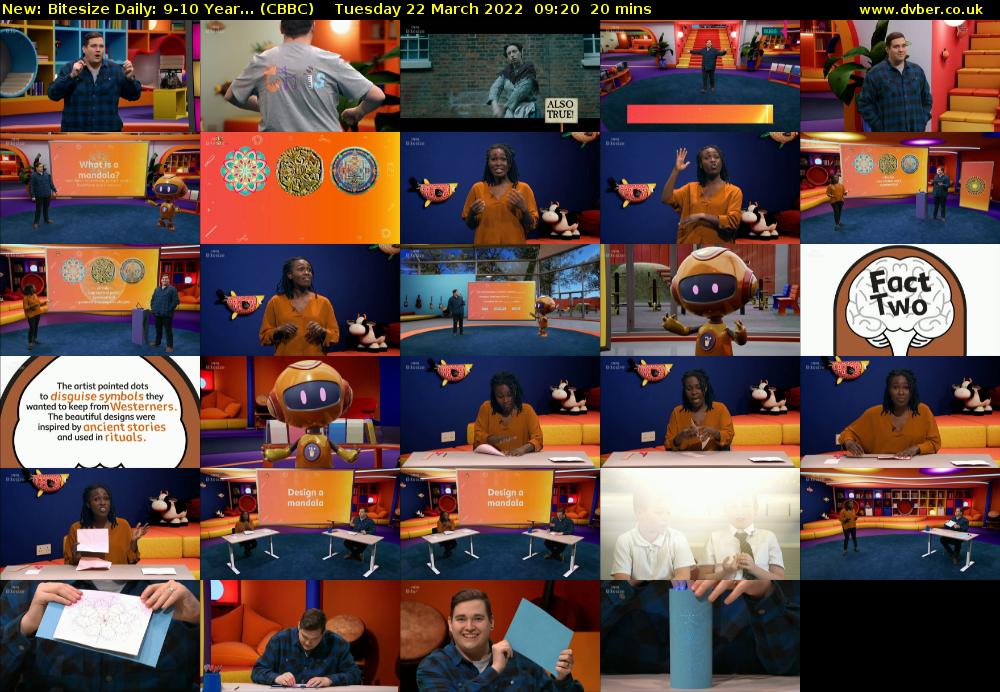 Bitesize Daily: 9-10 Year... (CBBC) Tuesday 22 March 2022 09:20 - 09:40