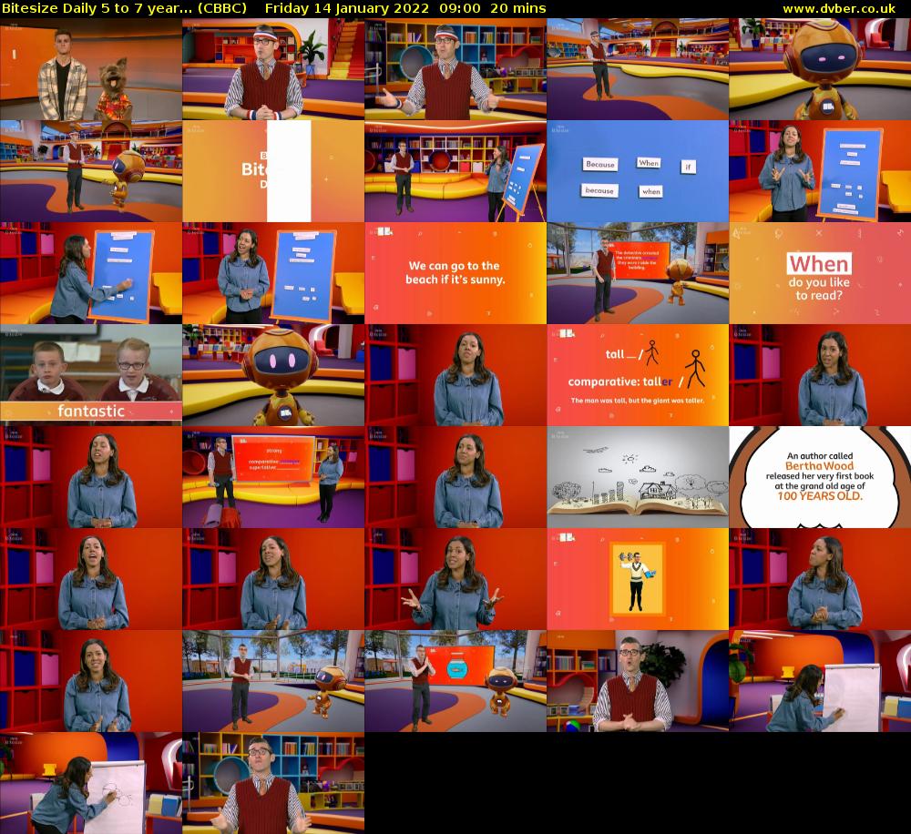 Bitesize Daily 5 to 7 year... (CBBC) Friday 14 January 2022 09:00 - 09:20