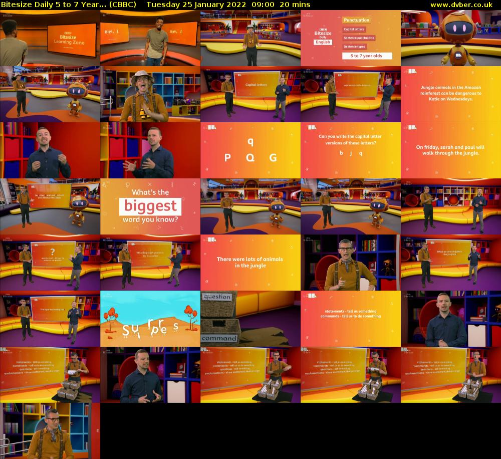 Bitesize Daily 5 to 7 year... (CBBC) Tuesday 25 January 2022 09:00 - 09:20