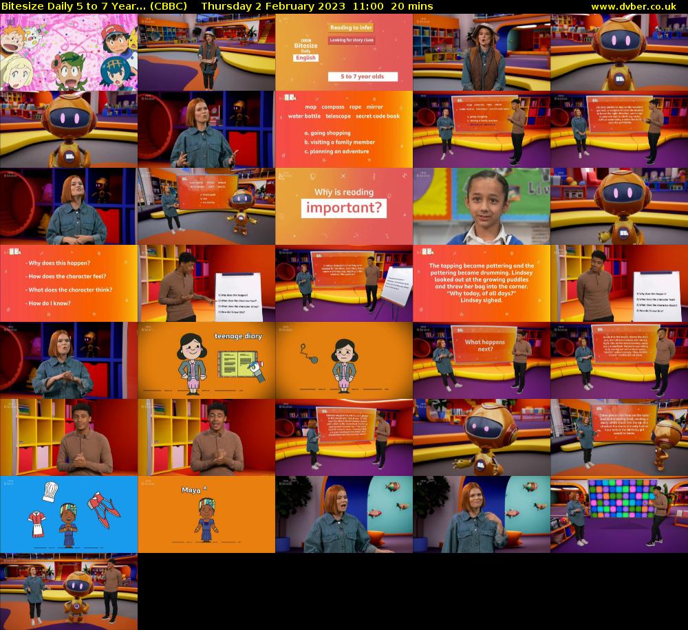 Bitesize Daily 5 to 7 year... (CBBC) Thursday 2 February 2023 11:00 - 11:20