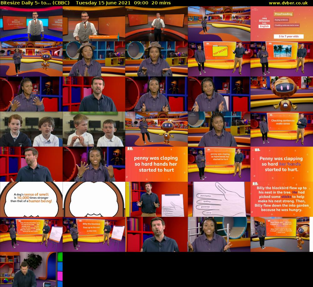 Bitesize Daily 5- to... (CBBC) Tuesday 15 June 2021 09:00 - 09:20