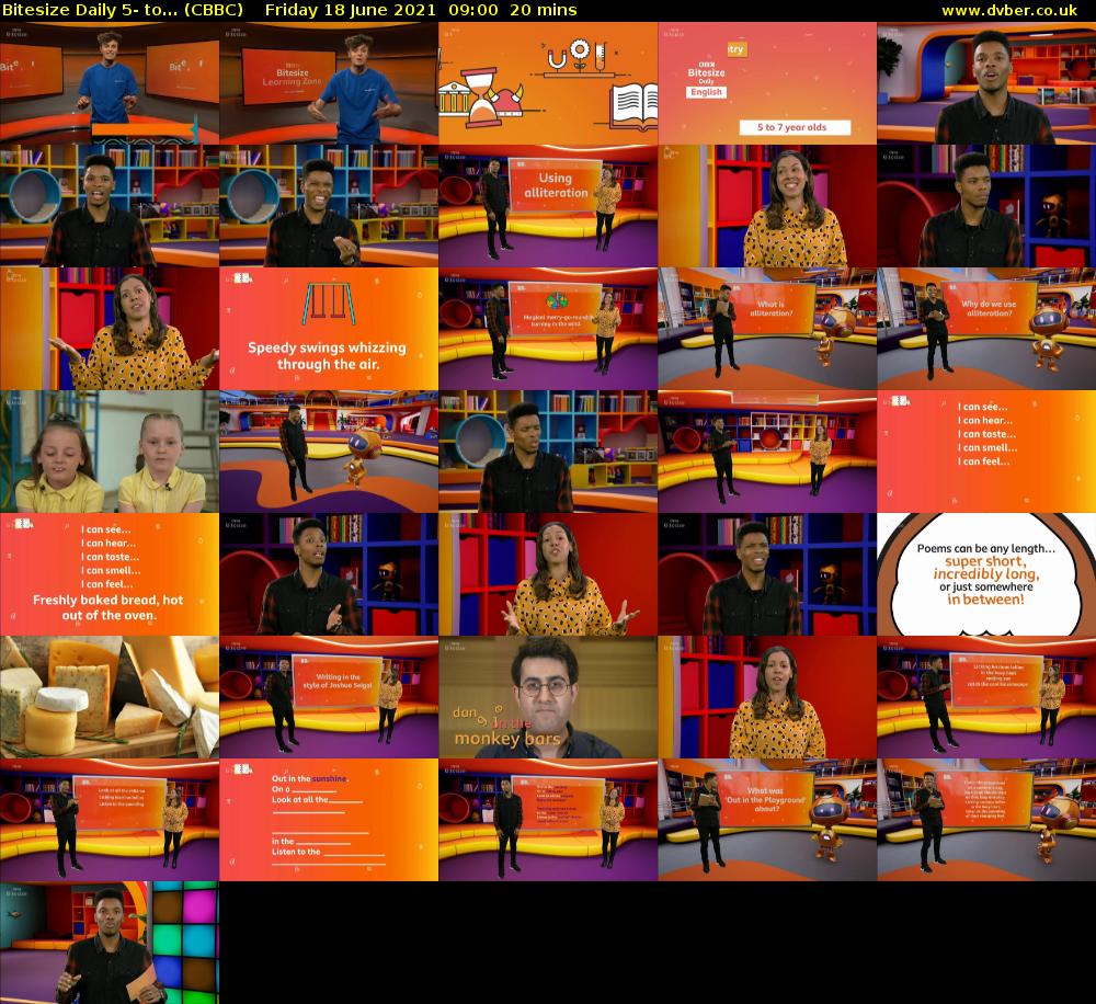 Bitesize Daily 5- to... (CBBC) Friday 18 June 2021 09:00 - 09:20
